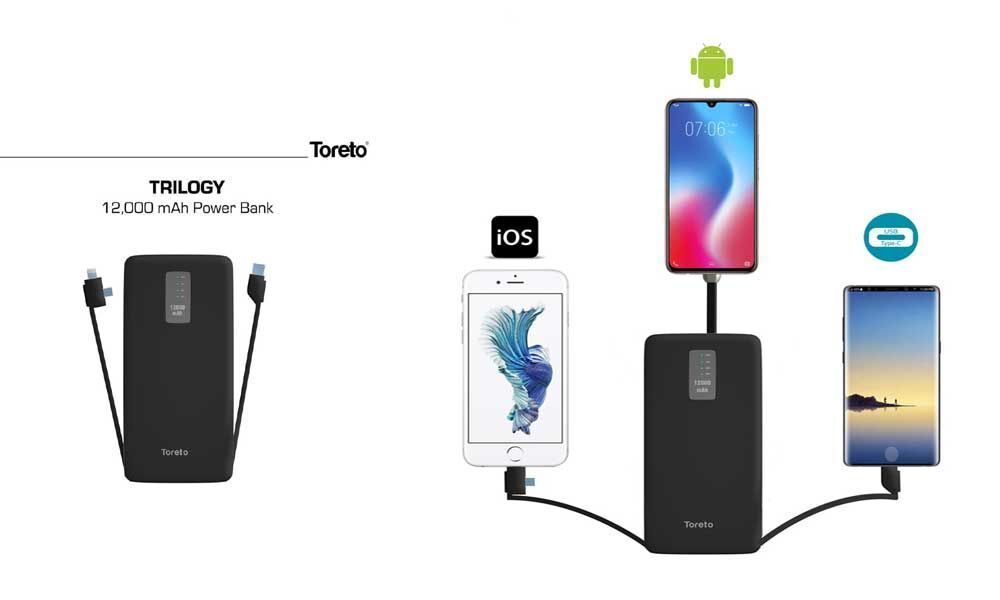 Toreto Unleashes Trilogy: Smart and Stylish Power Bank with in-built Charging Cables