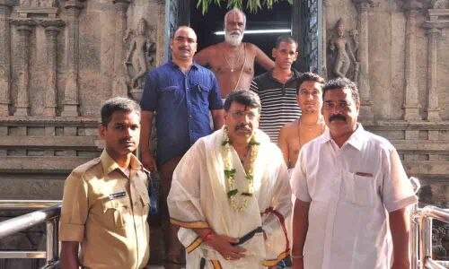 Deputy Inspector General of Central Industrial Security Force M Nandan  visits Lord Rama temple in Bhadrachalam