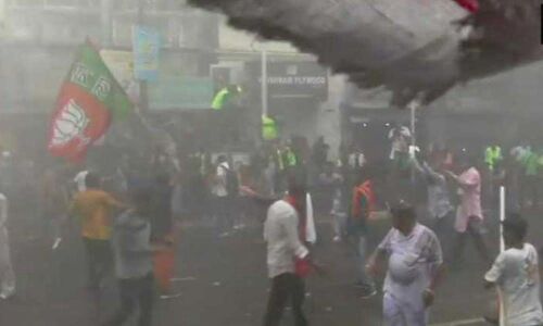 Protesting BJP workers clash with cops in Kolkata, tear-gassed