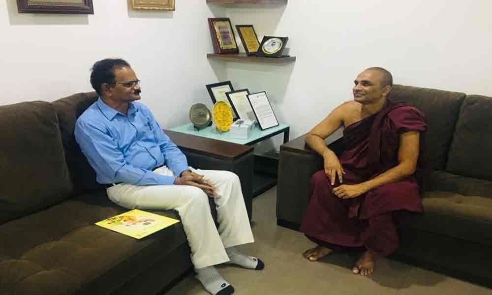 Myanmar Buddhist monk visits Centre of Vijayawada & Amaravati