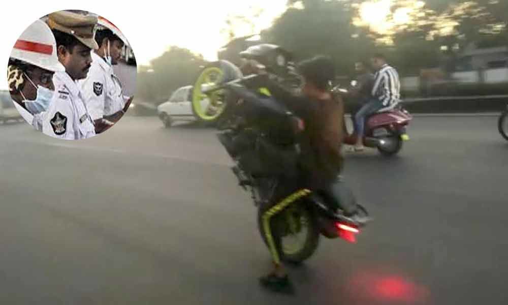 Traffic cops special drive to nab the minor drivers, who indulge in stunts on roads