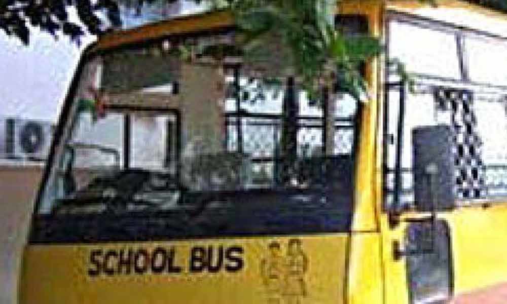 RTA officials inspection on school buses in Visakhapatnam