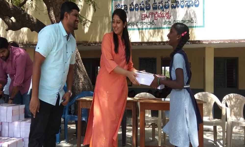 Notebooks distributed to students by NGO