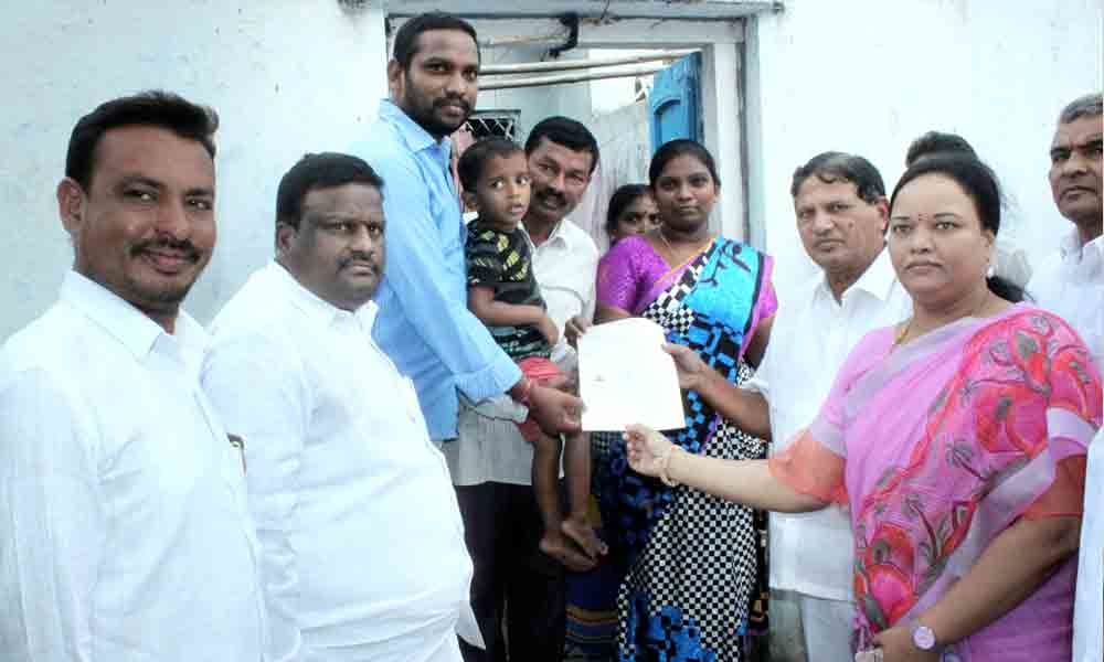 CMRF cheques handed over to beneficiaries in Miryalaguda
