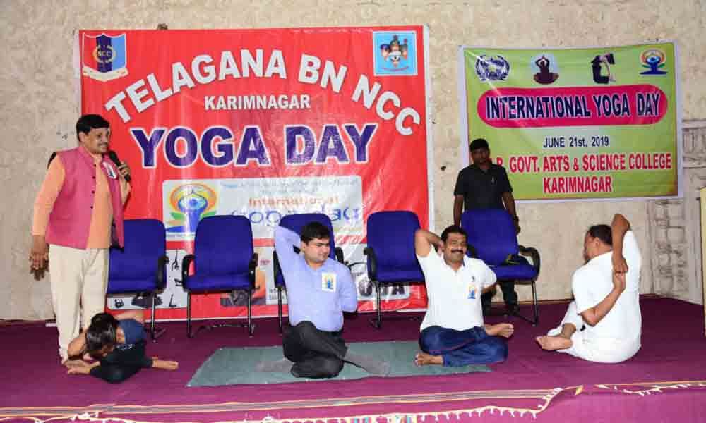 International Yoga Day observed in Karimnagar