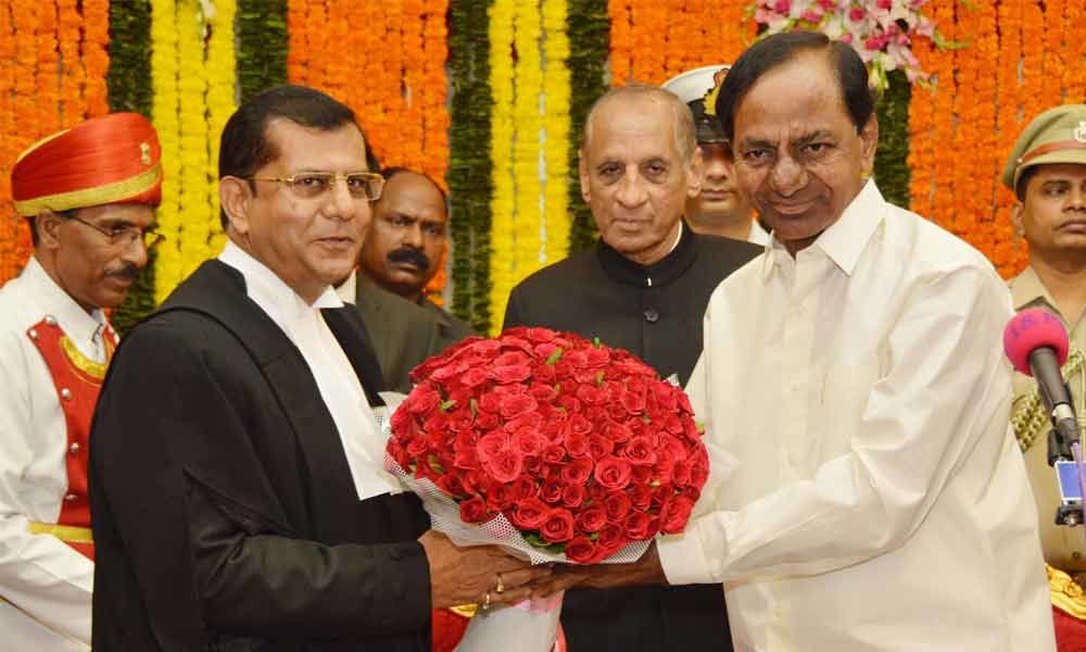 Justice R S Chauhan sworn in as Telangana HC Chief Justice