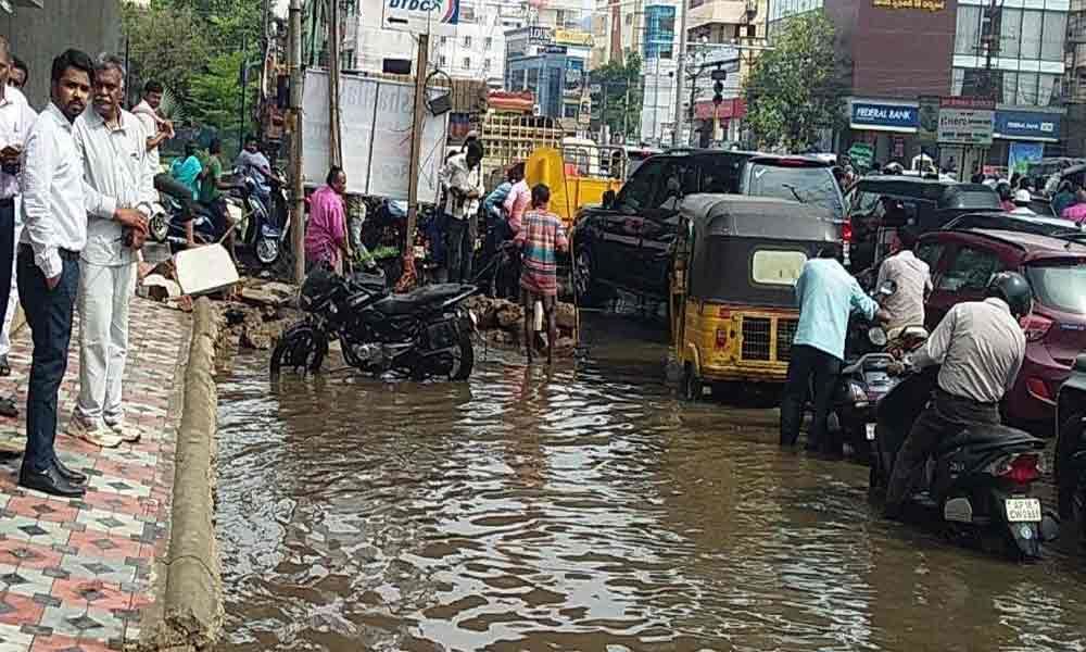 Civic chief inspects water-logged areas