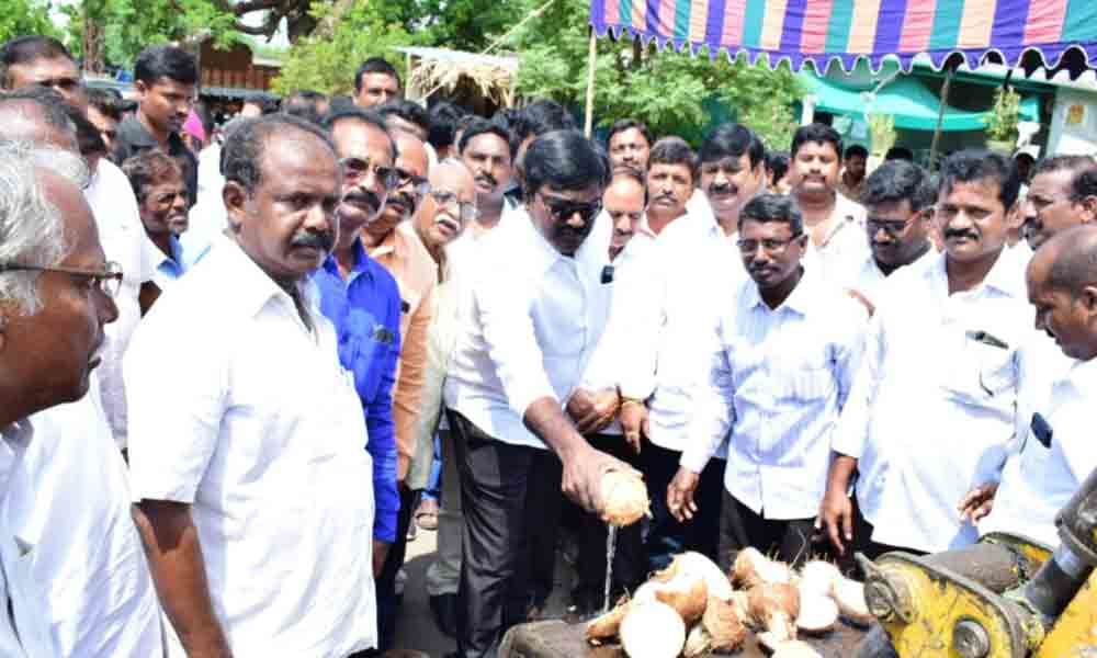 MLA Ajay lays foundation for road works in Khammam