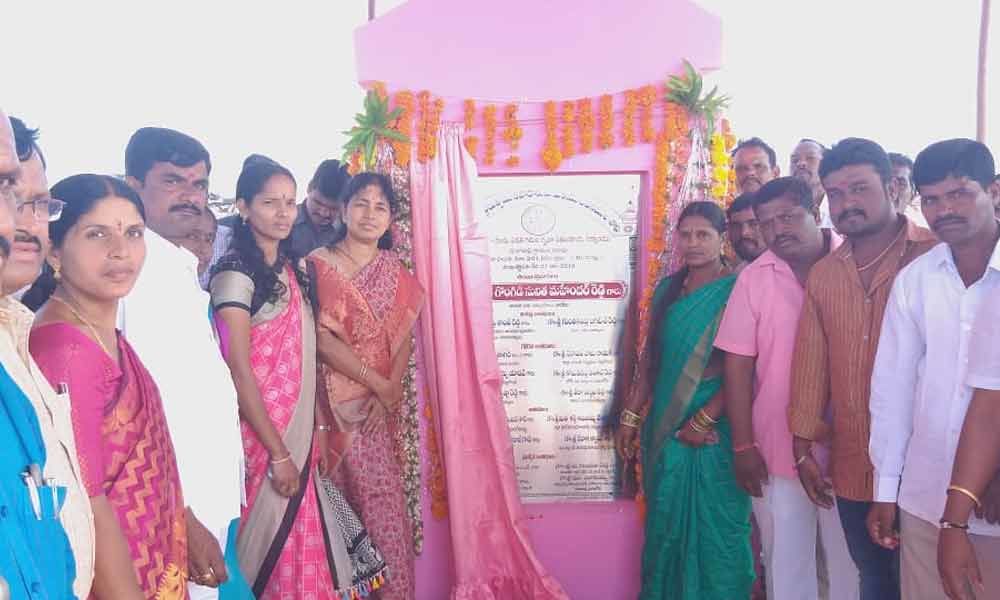 Aler MLA Gongidi Sunitha lays foundation for double bed room houses at Yadadri