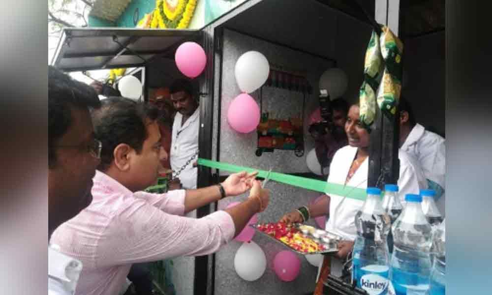 KTR gushes over Indias first Street stall made from plastic waste in Siricilla