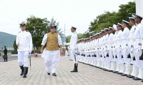 Defence Minister Rajnath Singh reaches Visakhapatnam