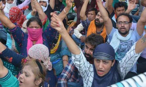 Assam TET: Teachers Protest Seeking Regularization