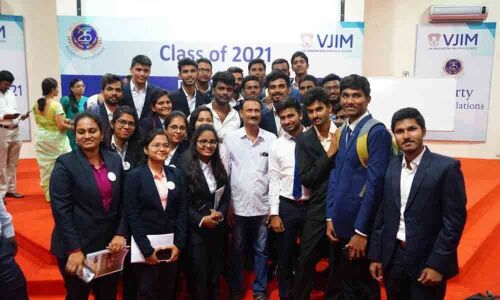 Chintakindi Mallesham addresses students of Vignana Jyothi Institute of Management