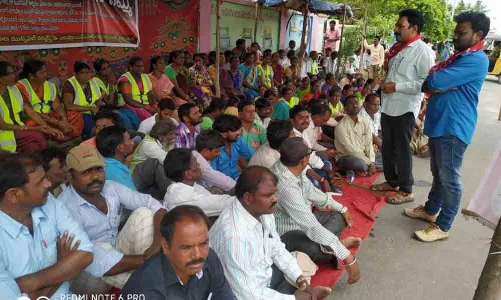 Civic workers strike over pending salaries in Karimnagar