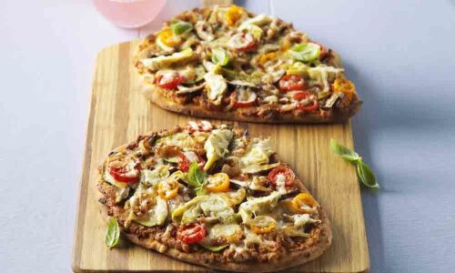 Naan bread and walnut pizza