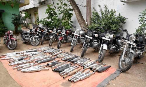 Bikes with altered silencers seized in Warangal