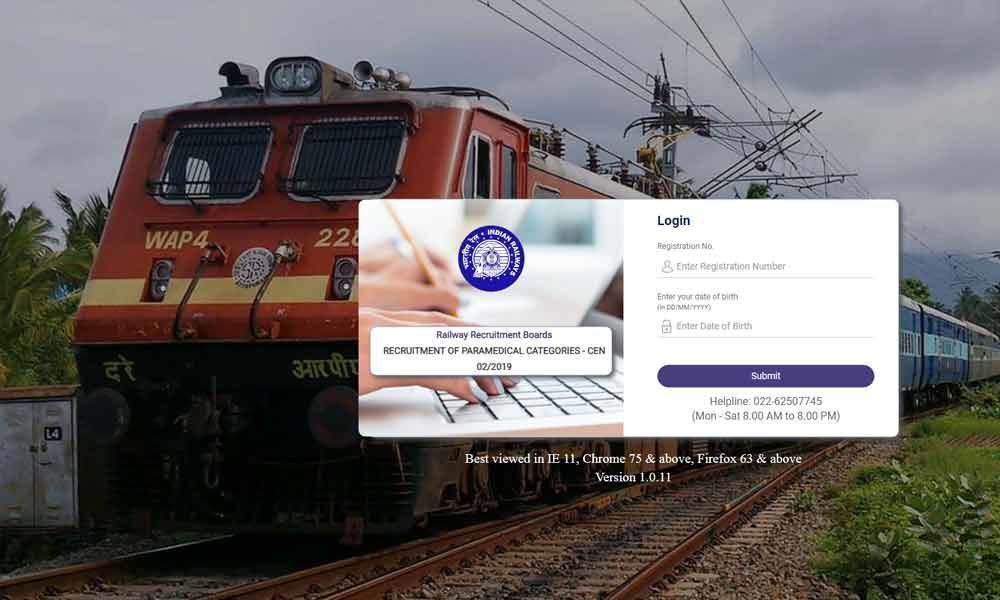 RRB Paramedical exam date and city details 2019 released