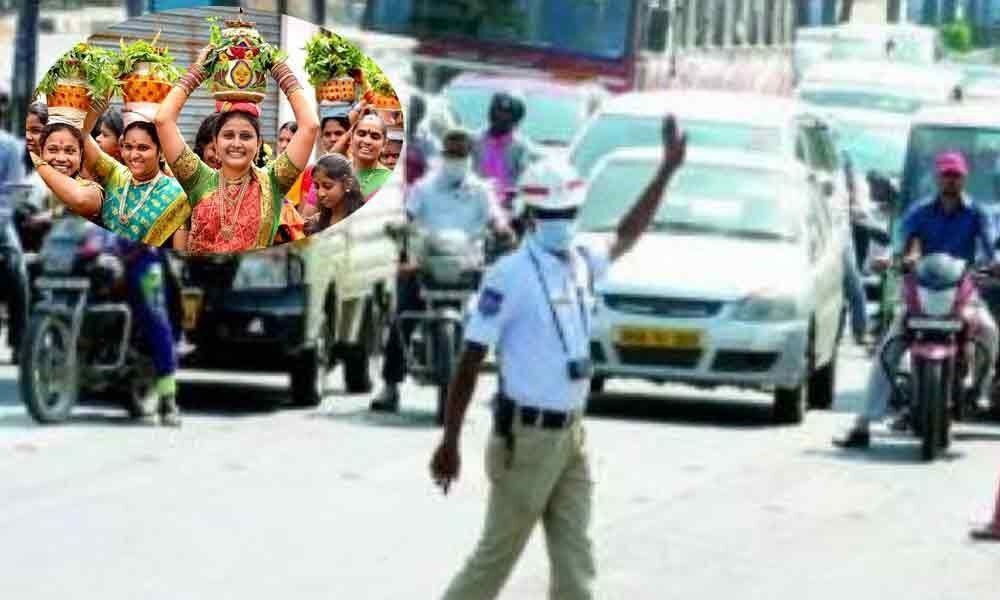 Traffic curbs in Hyderabad for Golconda Bonalu