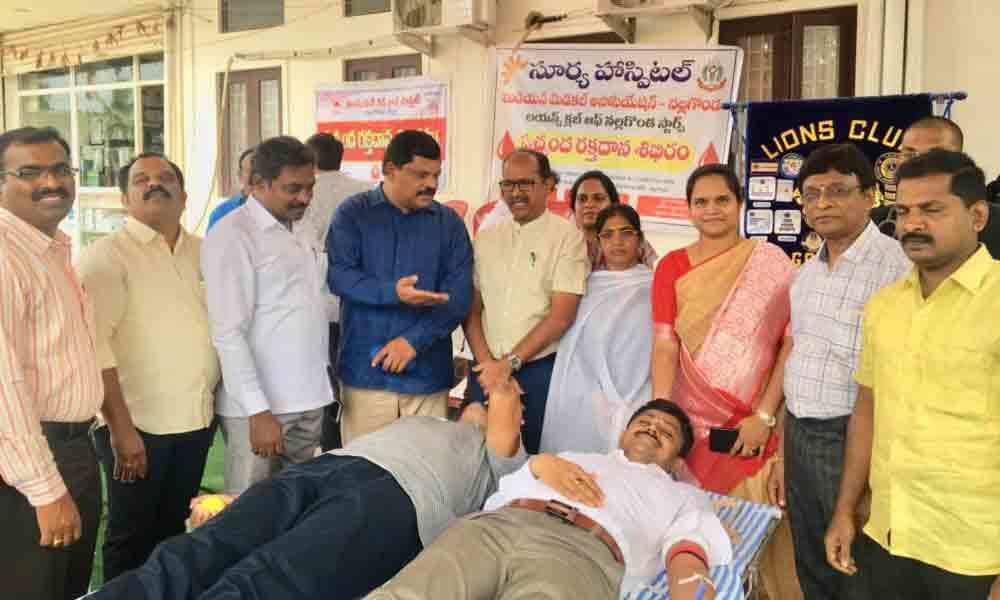 Blood donation camp held to mark World Population Day in Nalgonda