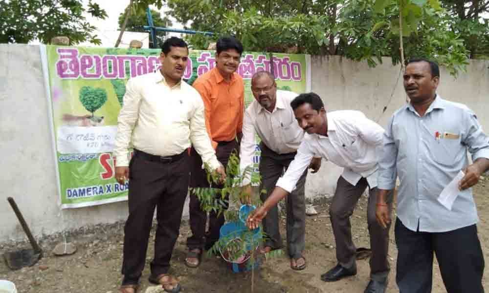 Sri Harsha High School conducts Haritha Haram in Warangal