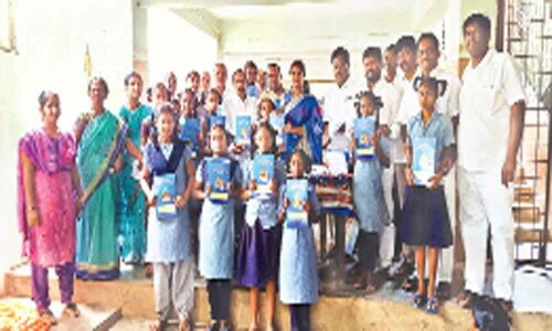Notebooks distributed to schoolchildren