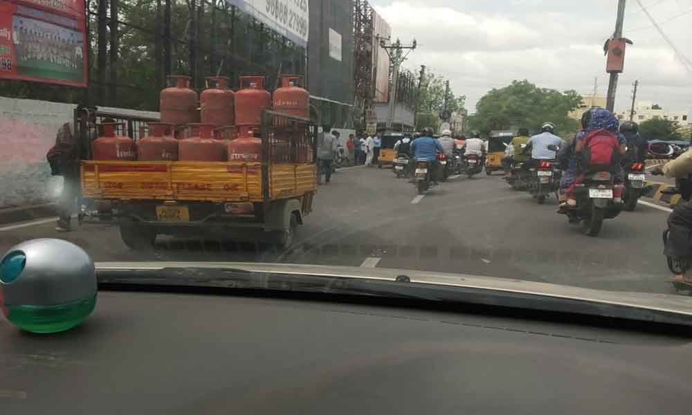 Traffic congestion at Bowenpally junction