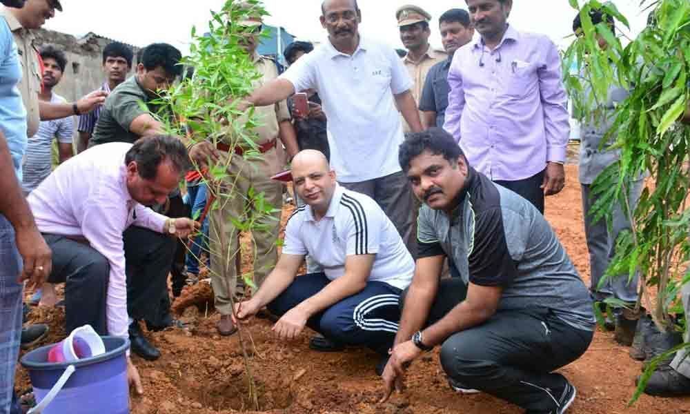 Police plant 1,500 saplings in Kakinada industrial area