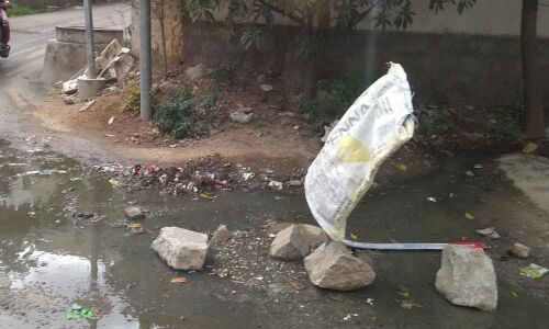 Road inundated by drainage water