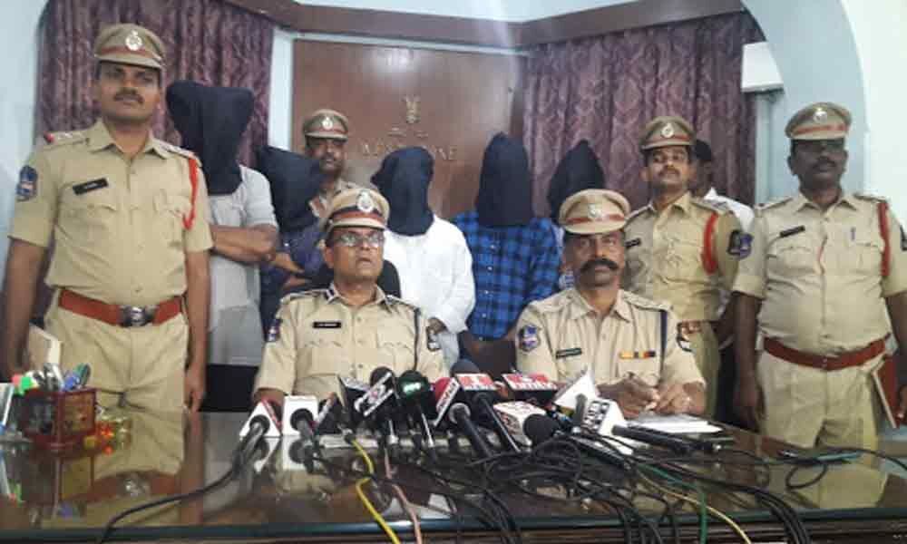 West Zone Police arrested Koganti Satyam and other four accused in steel trader murder case