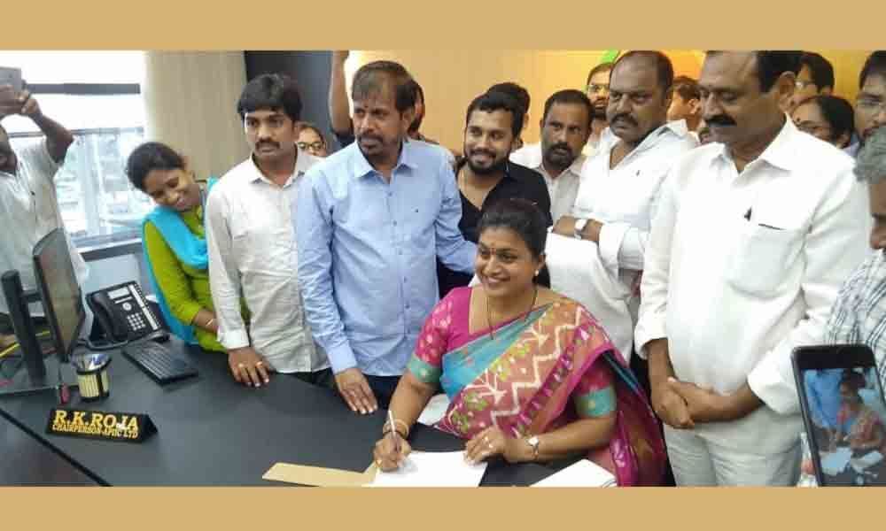 Roja takes charge as Andhra Pradesh Industrial Infrastructure Corporation Chairperson in Guntur