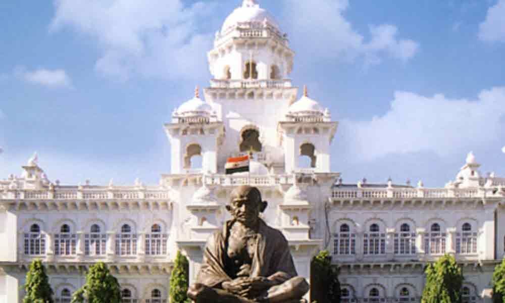 Congress MLAs turn up with black scarves at Telangana assembly