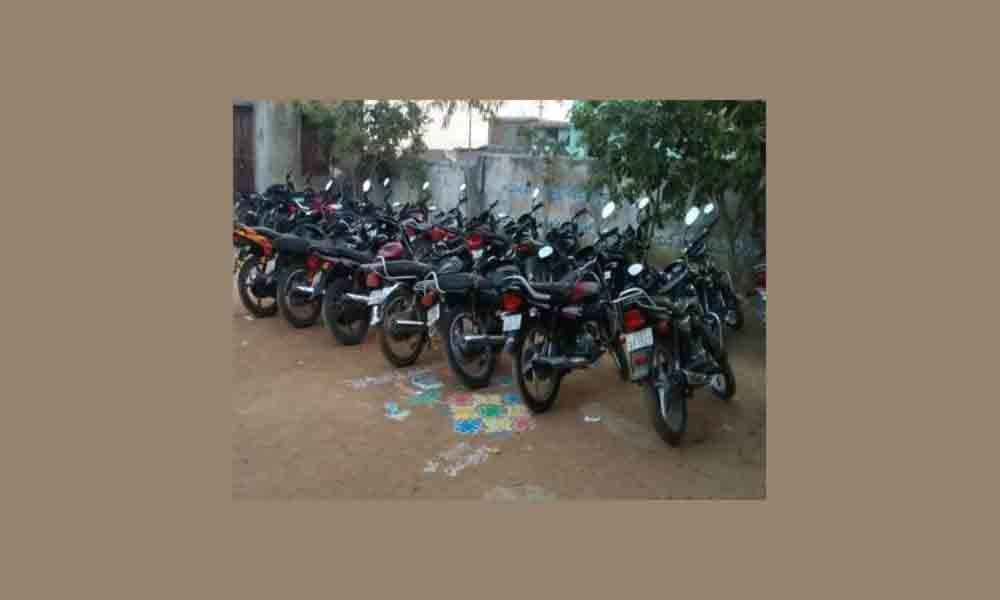 Cops seize 10 bikes during cordon and search in Nagarkurnool