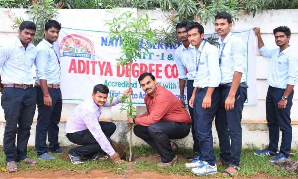 Aditya students take up plantation drive