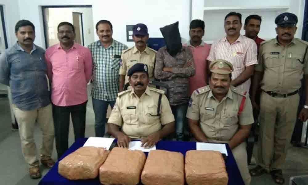 Ganja peddler held, 8kg contraband seized in Suryapet