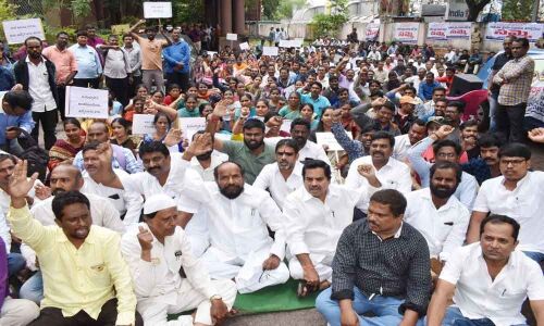 Health department contract staff stage protest