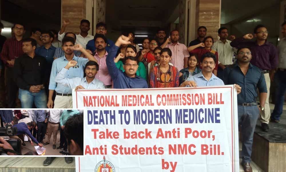 NIMS Resident Doctors protest against NMC bill