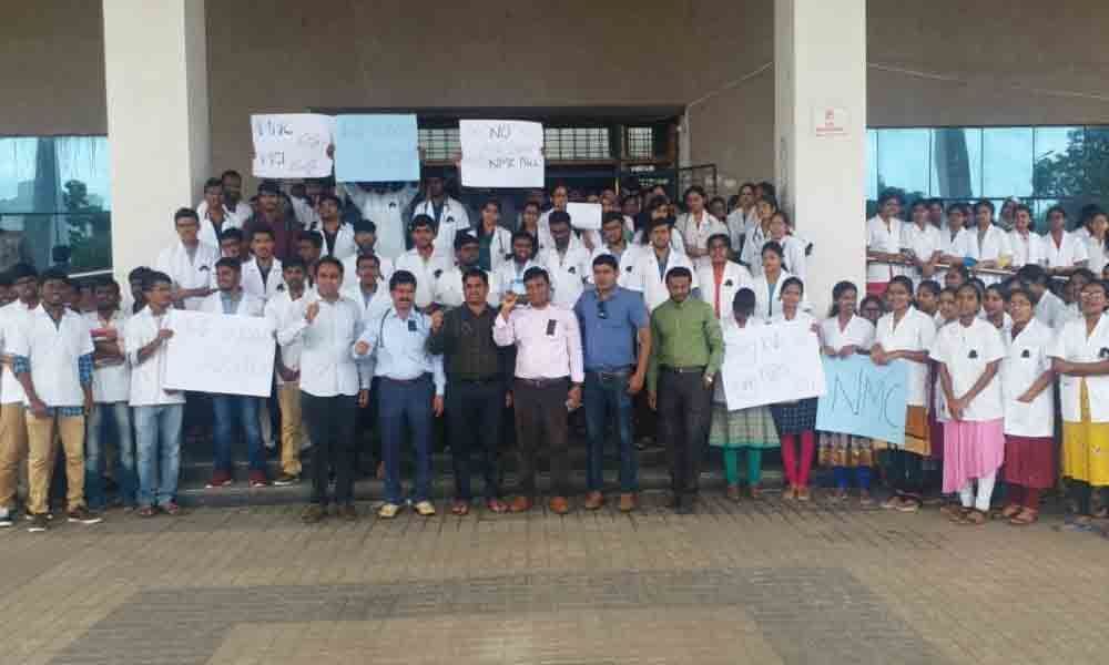 Govt doctors protest against National Medical Commission Bill in Nizamabad