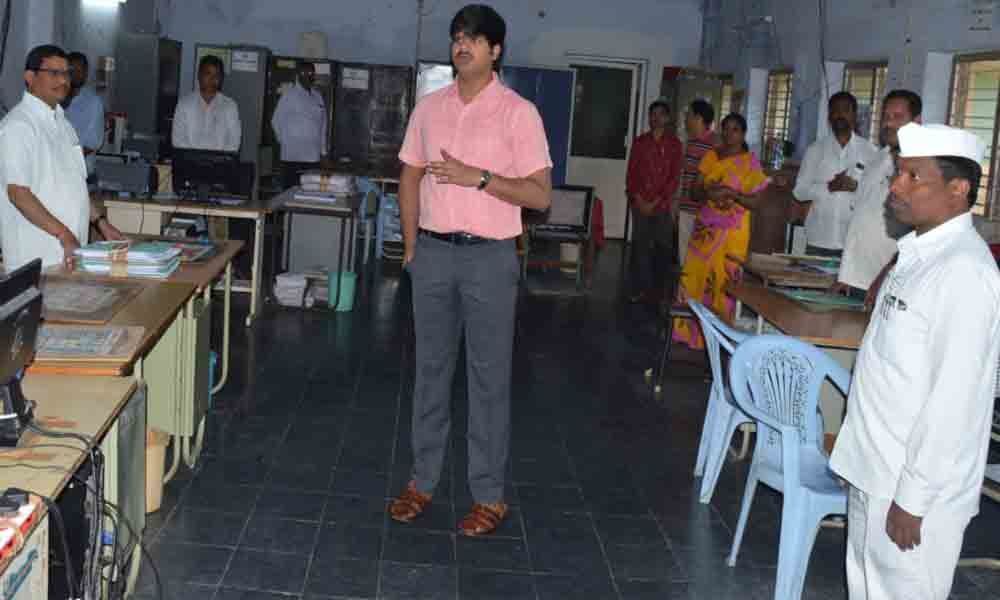 ITDA Project Officer VP Goutham inspects unit offices in Bhadrachalam