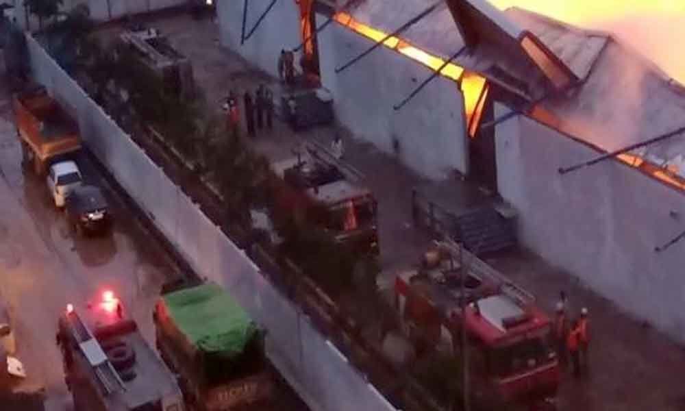 Fire engulfs godown of a biscuit factory in Andhra Pradesh