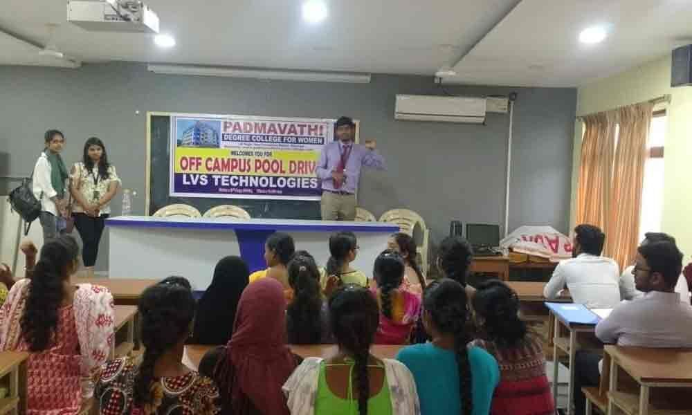 Off campus placement drive in Padmavathi Degree College for Women