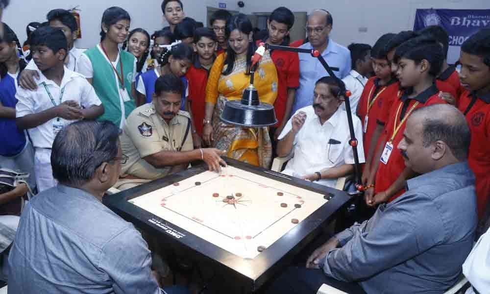 190 students take part in Carroms Tournamentat at Bharatiya Vidya Bhavans Public School