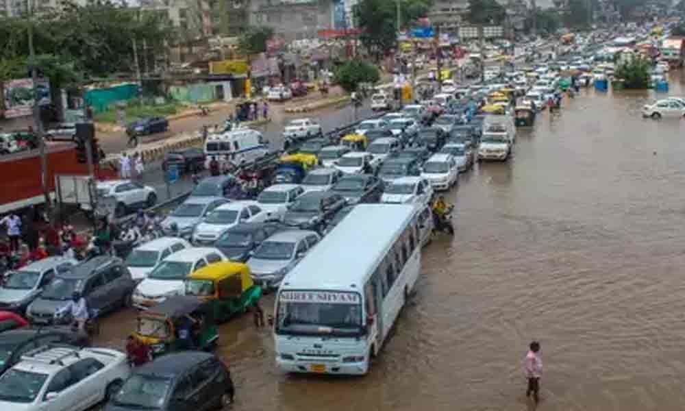 Rain-damaged Gurugram  underpass hits traffic