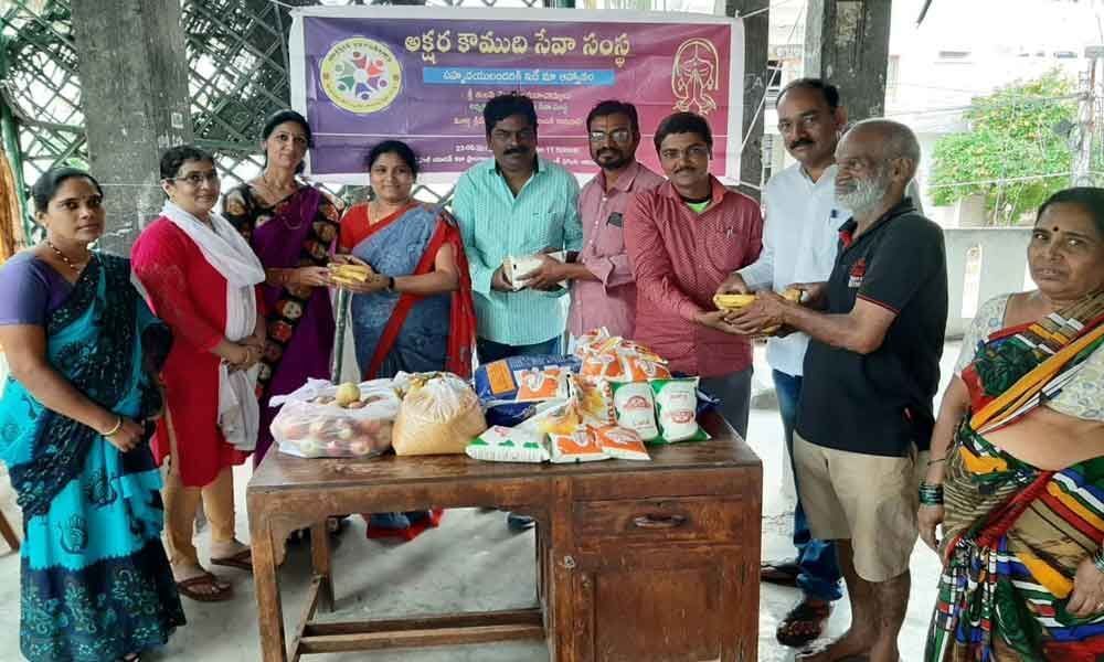 Food items donated to old age home