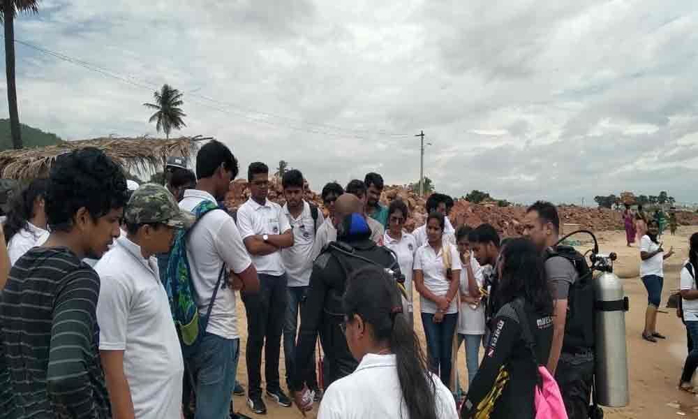 40 IIAM students join beach clean-up drive at Mangamaripeta