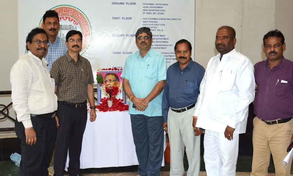 Prof Jayashankars birth anniversary fete at Bus Bhavan