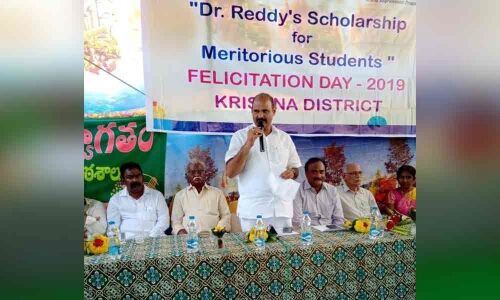 Merit scholarships distributed by MLA Kolusu Parthasarathy