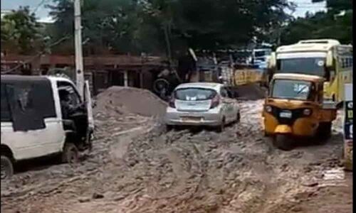 Bumpy ride on a slushy road