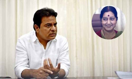 KTR condoles demise of Sushma Swaraj