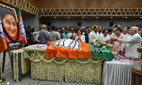Sushma Swaraj cremated with full state honours