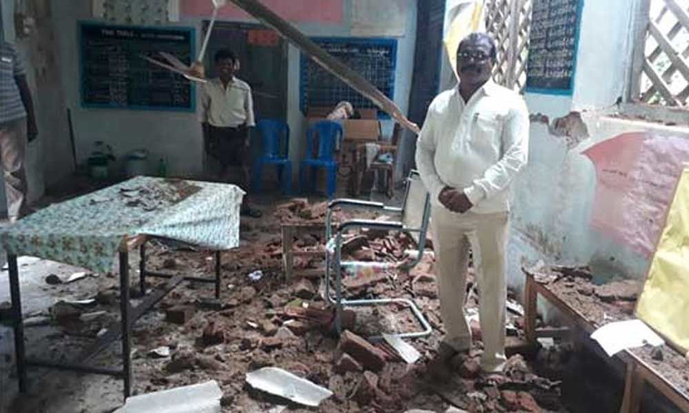School roof collapses in Warangal, no casualties
